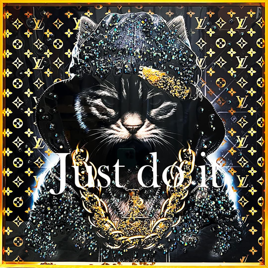 Amazon.co.jp: クリスタルアート おしゃれ 51x51cm アート ねこ クール